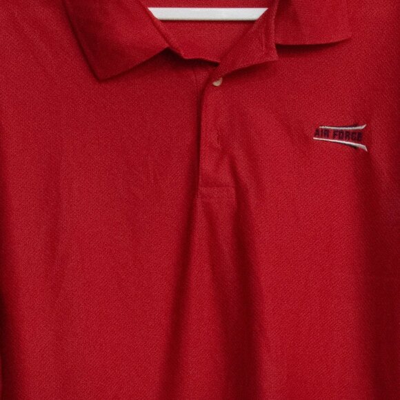 Red Air Force Polo Gear for Sports Shirt Size XXL Short Sleeve Polyester Blend M - Picture 3 of 8